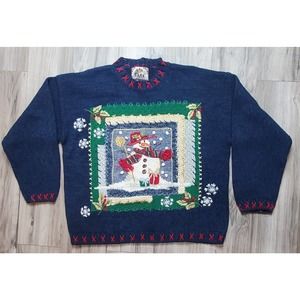 Vintage Tiara International Snowman Christmas Sweater. Size XL